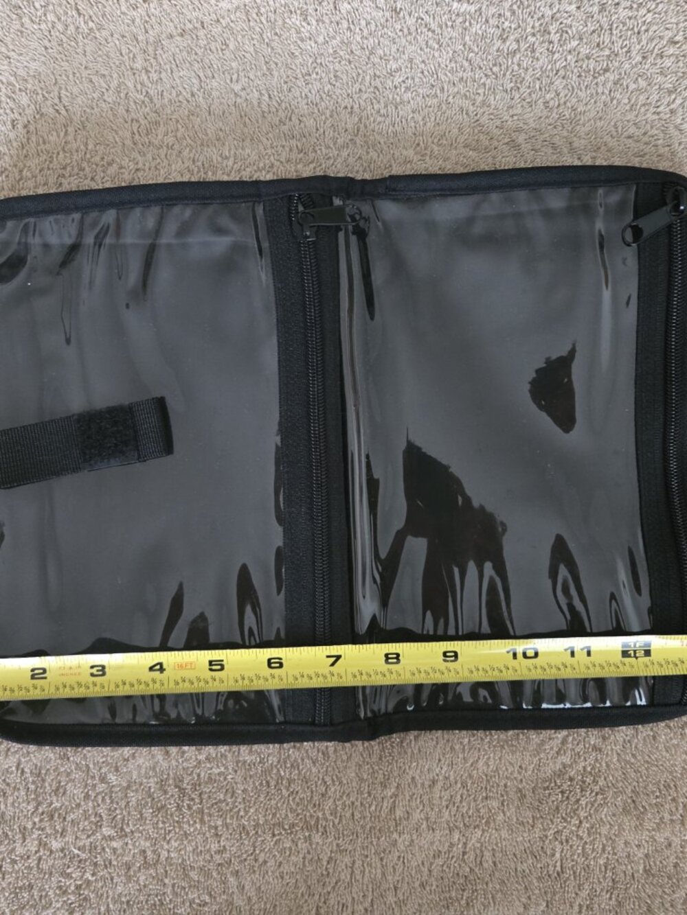 Travel Organizer Pouch with 2 Clear Transparent Zipper Pockets and Closure Strap - Picture 2 of 11